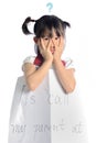 Asian little girl get lost with parent information contact Royalty Free Stock Photo