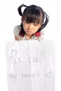 Asian little girl get lost with parent information contact Royalty Free Stock Photo