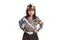 Asian little girl wearing a police uniform with two hands on her waist Royalty Free Stock Photo