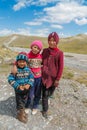 Asian little girls in a village of Kyrgyzstan