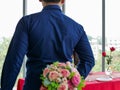 The asian lover man gave ring proposing to marry to his woman from red box Royalty Free Stock Photo