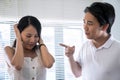 Asian lovers have serious arguments. Royalty Free Stock Photo