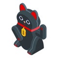 Asian lucky cat icon, isometric style Royalty Free Stock Photo