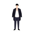 Asian mafia man cartoon character. Flat vector Royalty Free Stock Photo