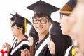 Asian male college graduate at graduation Royalty Free Stock Photo