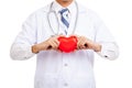 Asian male doctor show red heart Royalty Free Stock Photo