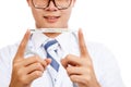 Asian male doctor smile show thermometer Royalty Free Stock Photo