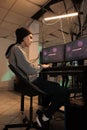 Asian male spy solving database server cyberattack