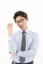 Asian male student with a pencil Royalty Free Stock Photo