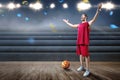 Asian man basketball player celebrates the win Royalty Free Stock Photo