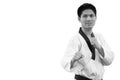 Asian man Black Belt Taekwondo man guard standing Royalty Free Stock Photo