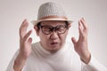 Asian Man Close His Eyes, Stress or Headache Concept Royalty Free Stock Photo