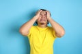 Asian Man Close His Eyes, Stress or Headache Concept Royalty Free Stock Photo