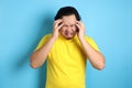 Asian Man Close His Eyes, Stress or Headache Concept Royalty Free Stock Photo