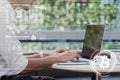 Asian man earning money from bitcoin use smartphone and laptop Royalty Free Stock Photo