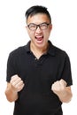 Asian man feeling excited Royalty Free Stock Photo