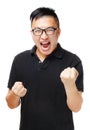 Asian man feeling excited Royalty Free Stock Photo