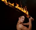 Asian man with fire show Royalty Free Stock Photo