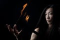 Asian man with fire show Royalty Free Stock Photo