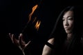 Asian man with fire show Royalty Free Stock Photo
