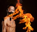 Asian man with fire show Royalty Free Stock Photo