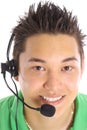 Asian man on headset Royalty Free Stock Photo