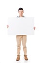 Asian man holding a blank board Royalty Free Stock Photo