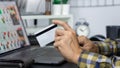 Asian man holding credit card and typing information on internet with laptop at home, online shopping concept Royalty Free Stock Photo