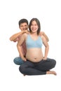 Asian man massage for pregnant wife ,Couples attending antenatal Class together Royalty Free Stock Photo