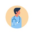 Asian man medical doctor stethoscope profile icon male avatar portrait healthcare concept flat Royalty Free Stock Photo