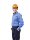 Asian man with orange safety hat