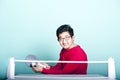 Asian man playing table tennis Royalty Free Stock Photo