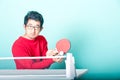 Asian man playing table tennis Royalty Free Stock Photo
