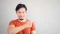 Asian man pointing Royalty Free Stock Photo