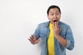 Asian Man Shocked with Mouth Open Royalty Free Stock Photo