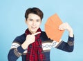 asian man showing the red envelope Royalty Free Stock Photo