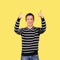 Asian man showing well done with both hands Royalty Free Stock Photo