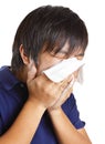 Asian man sneeze Royalty Free Stock Photo