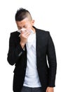 Asian man sneeze Royalty Free Stock Photo