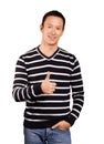 Asian Man In Striped Pullover Royalty Free Stock Photo