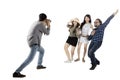 Asian man taking picture his friends on studio Royalty Free Stock Photo