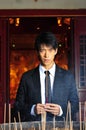 Asian Man In Temple Royalty Free Stock Photo