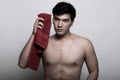 Asian man with towel in the hand Royalty Free Stock Photo