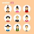 Asian Man And Woman Avatar Set Icon Female Male In Traditional Costume Profile Portrait Collection Royalty Free Stock Photo