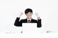 Asian manager businessman sitting at desk and working, isolated Royalty Free Stock Photo