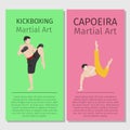 Asian martial arts. Kickboxing and Capoeira
