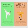 Asian martial arts. Taekwondo and Wushu