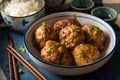 Asian Meatballs Served with White Rice