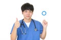 Asian doctor with a Yes sign Royalty Free Stock Photo