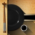 Asian Menu with Wooden Chopsticks Royalty Free Stock Photo